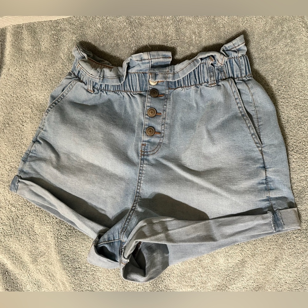 Denim Paper Bag Shorts
